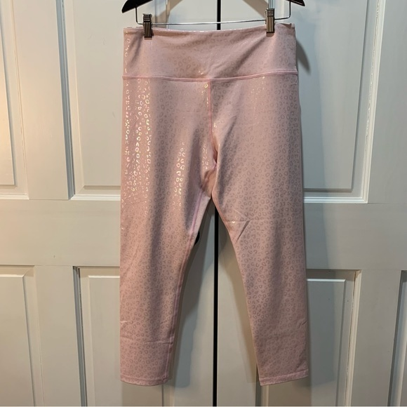 Zyia 12 Pink Leopard Light Tight Leggings Shiny Metallic‎ Barbiecore - Picture 1 of 5